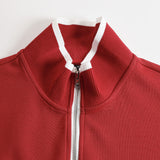 Carla - Retro Sportski Set sa Remenom u Sivo-beloj Boji sa Polu-zatvaračem i Širim Pantalonama