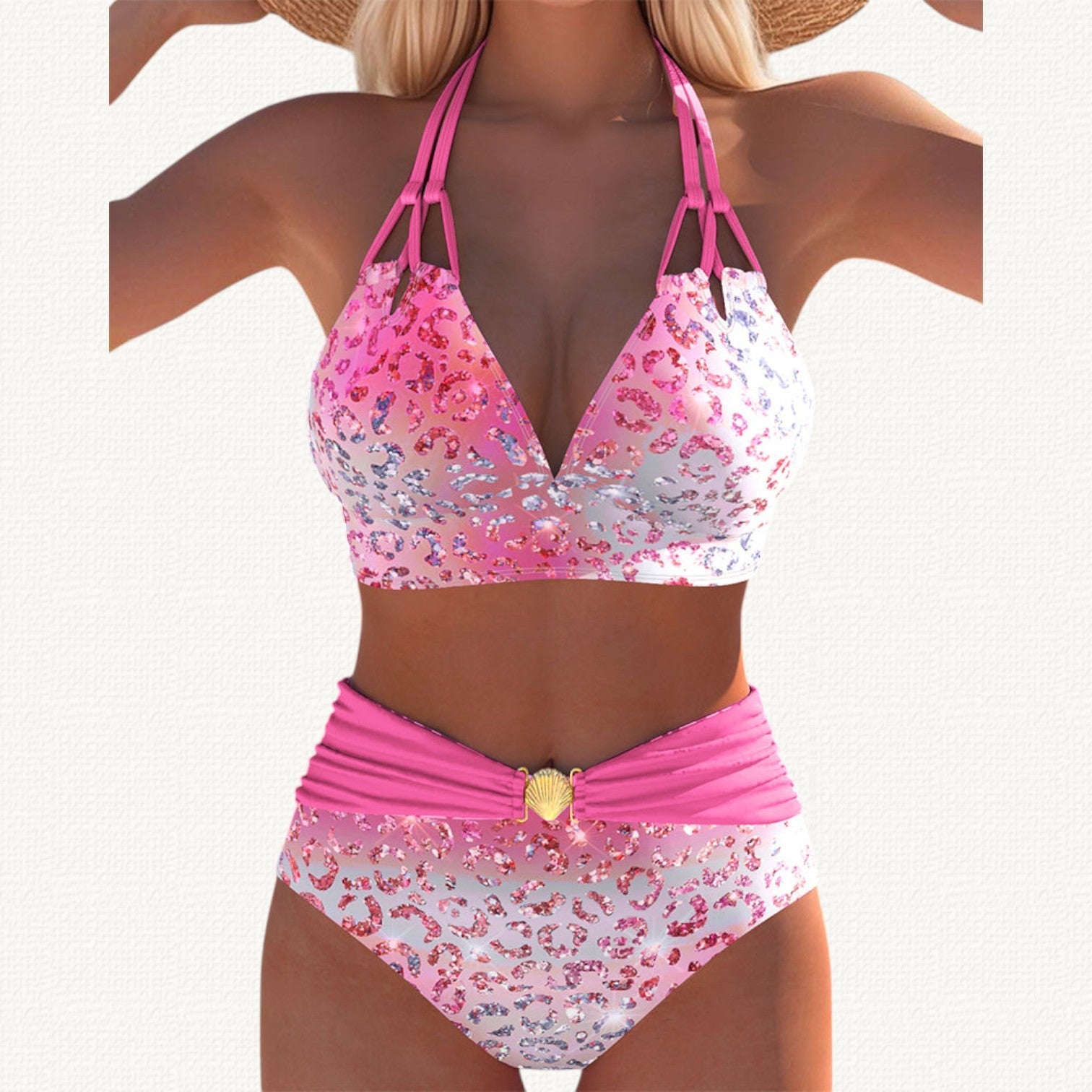 Sirena | Bikini Halter s Gradijentnim Leopard Printom