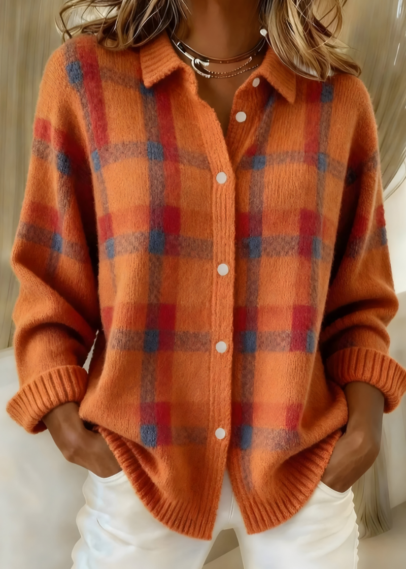 Nina - Cardigan Doux à Carreaux