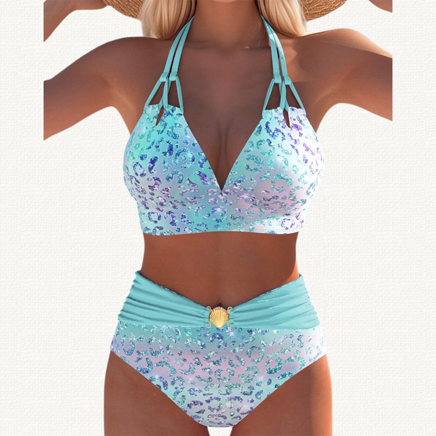 Sirena | Bikini Halter s Gradijentnim Leopard Printom