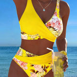 Hibisco | Cvjetni Bikini s Preklopom i Visokim Donjim Dijelom