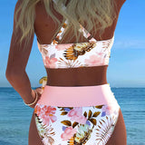 Hibisco | Cvjetni Bikini s Preklopom i Visokim Donjim Dijelom