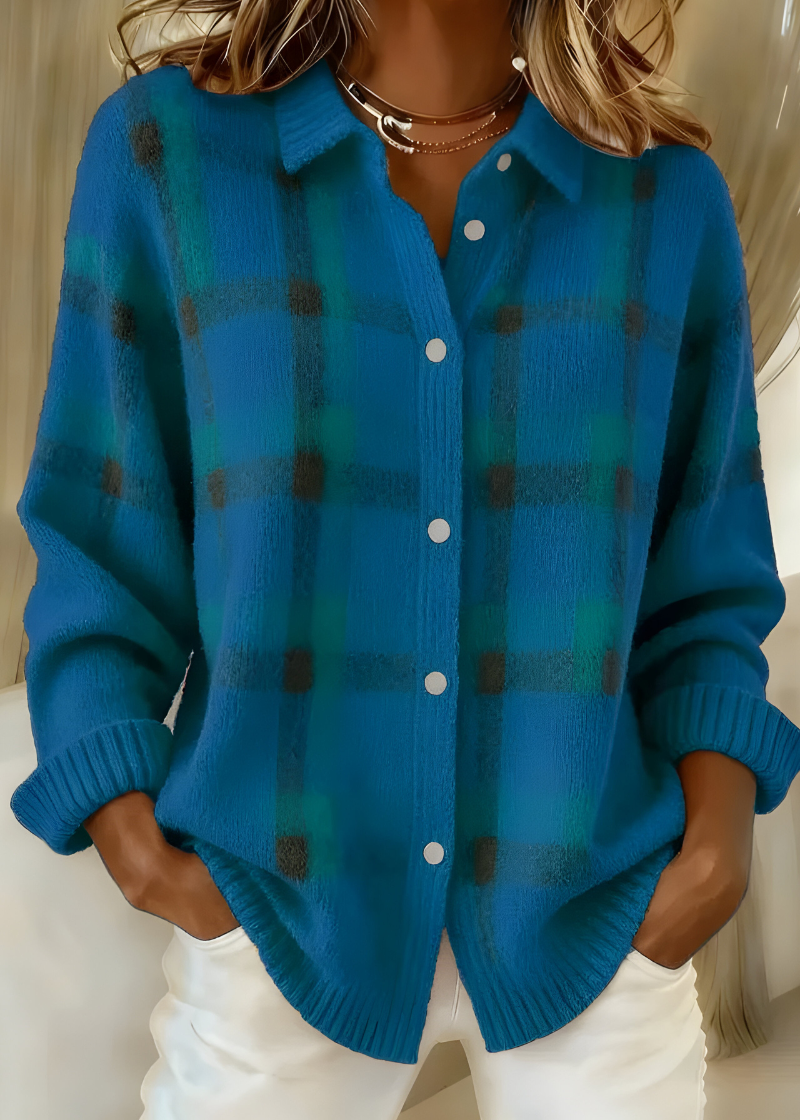 Nina - Cardigan Doux à Carreaux