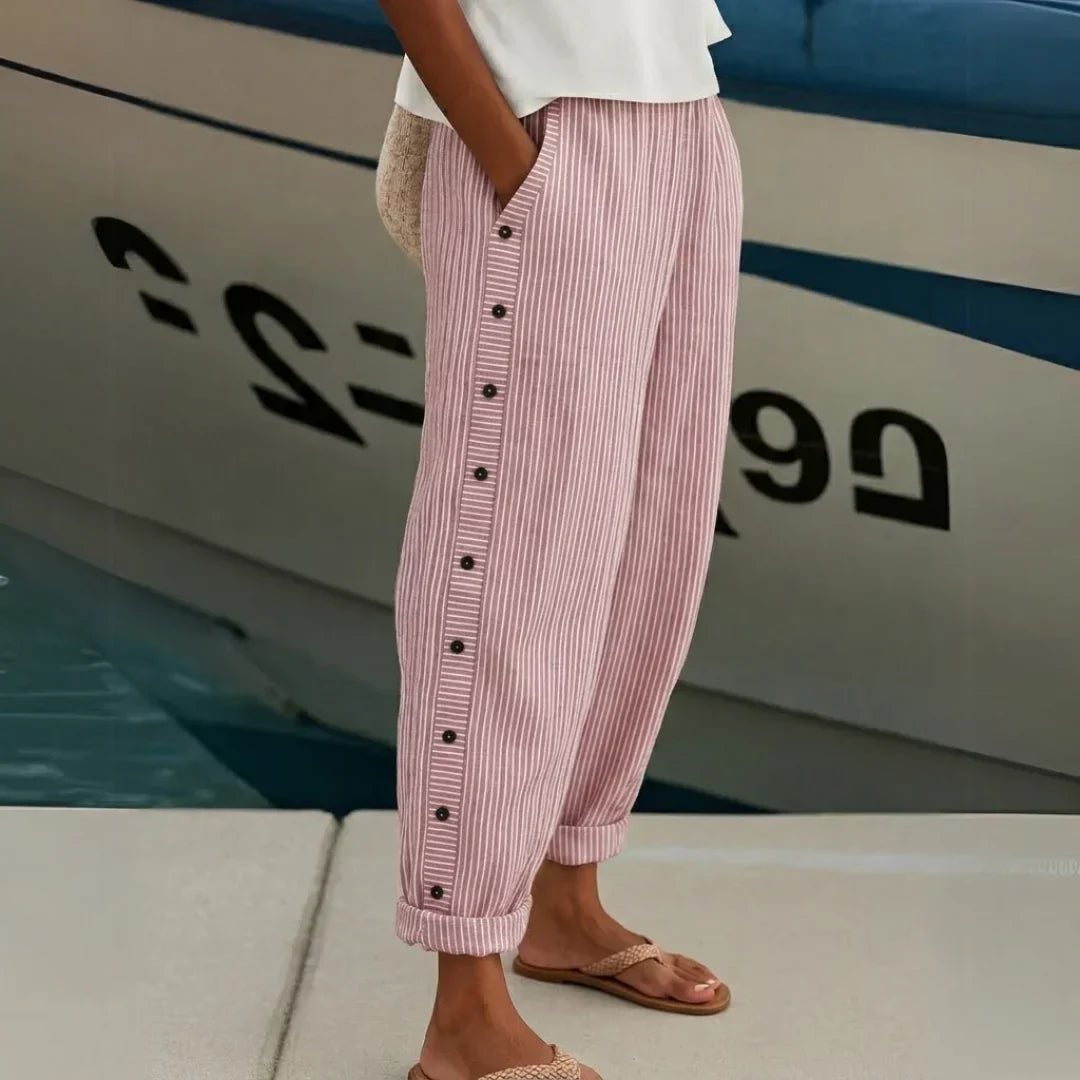 Cybèle | Elegantne pantalone sa dugmadima i prugama