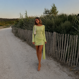 Sofija - Mini Haljina s Dugim Rukavima i Bočnim Čvorom