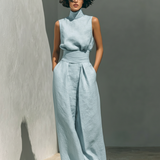 Maria – Minimalistički set od pamuka i lana s topom i širokim pantalonama
