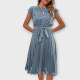 Claire - Mini Casual Haljina sa Kratkim Rukavima i Plisiranjem