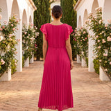 Seraphina | Elegantna Maxi Haljina S Pliseom I Svezanom Strukom