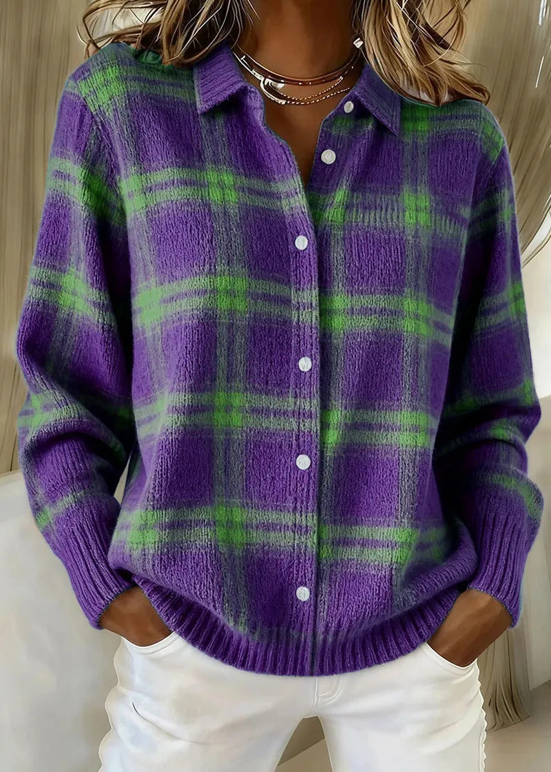 Nina - Cardigan Doux à Carreaux