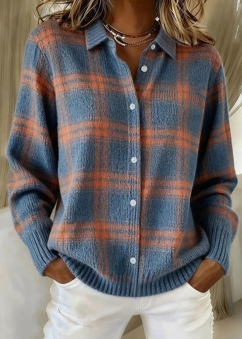 Nina - Cardigan Doux à Carreaux