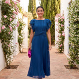 Seraphina | Elegantna Maxi Haljina S Pliseom I Svezanom Strukom
