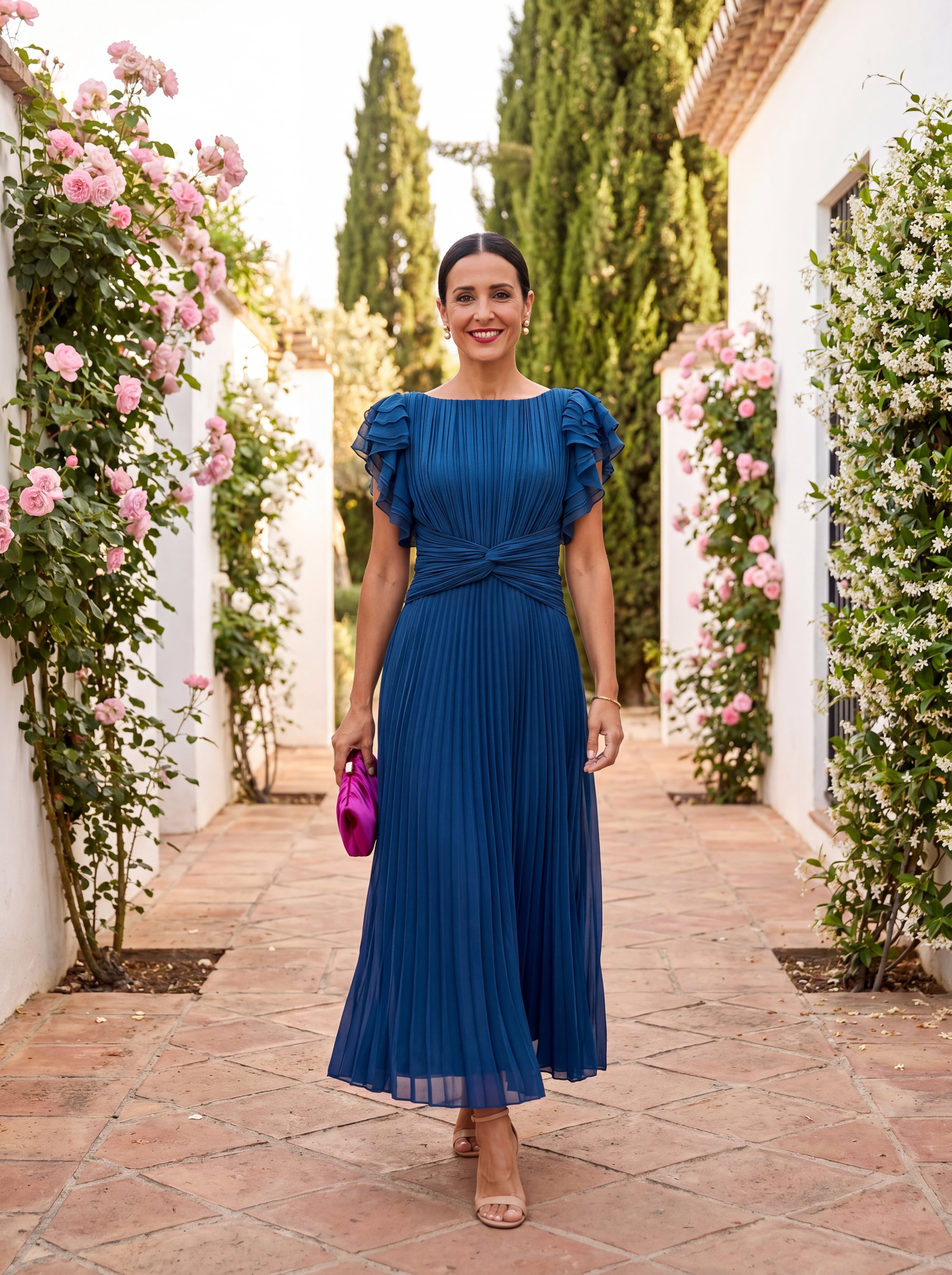 Seraphina | Elegantna Maxi Haljina S Pliseom I Svezanom Strukom