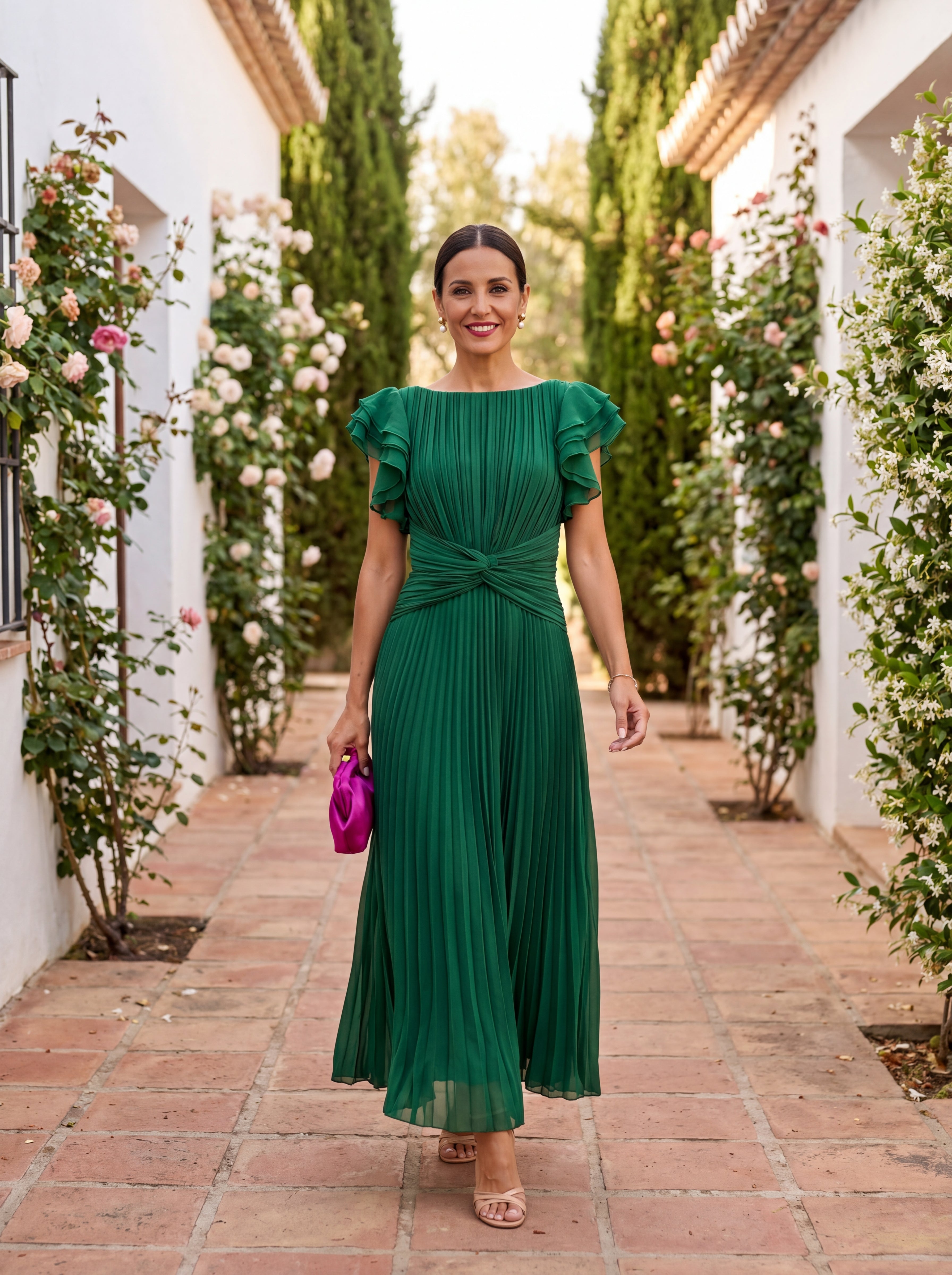Seraphina | Elegantna Maxi Haljina S Pliseom I Svezanom Strukom