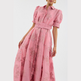 Beatrice™ | Roze haljina sa puff rukavima