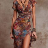 Andrea - Boho Ruffled Midi Haljina