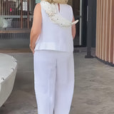 Trinidad™ | Bijeli Set Bluze i Širokih Hlača