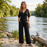 Beatriz - Fluidni Kombinezon s Ukriženim Izrezom