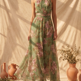 Livia | Elegantna Maxi Halter Haljina s Cvjetnim Uzorkom