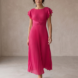 Seraphina | Elegantna Maxi Haljina S Pliseom I Svezanom Strukom